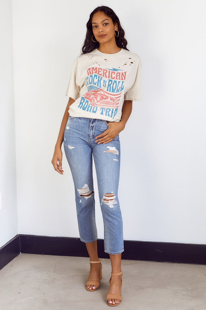 SALE - American Rock & Roll Distressed Graphic Tee - fab'rik