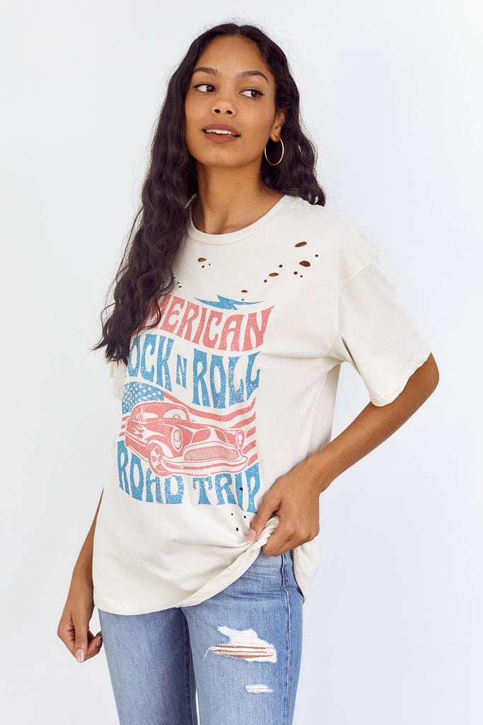 SALE - American Rock & Roll Distressed Graphic Tee - fab'rik