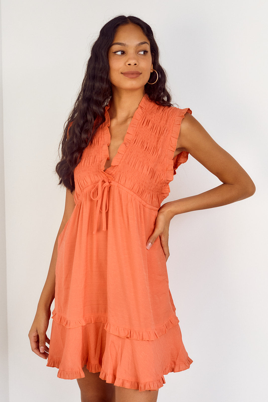 SALE - Matilda Smocked Detail Tiered Mini Dress - fab'rik