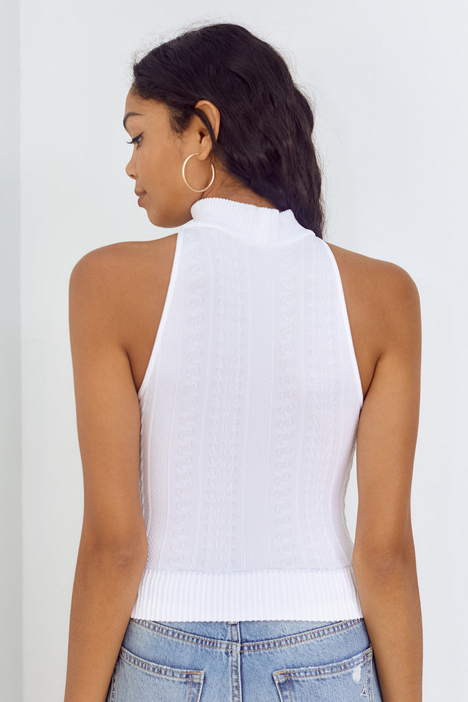 Ponce Mock Neck Jaquard Cropped Top - fab'rik