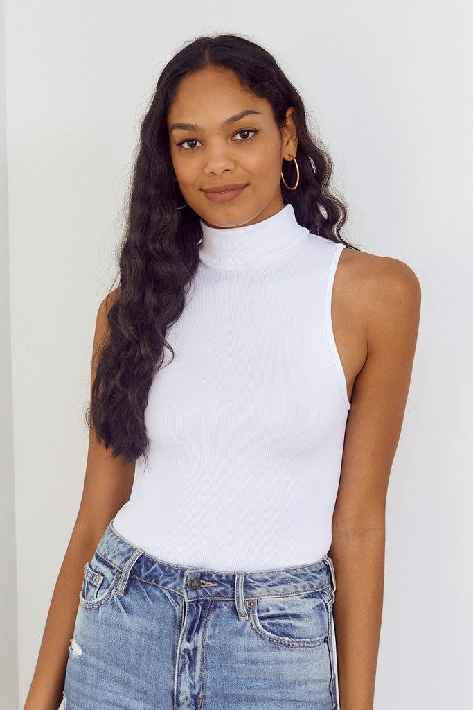 Natalie High Neck Ribbed Bodysuit - fab'rik