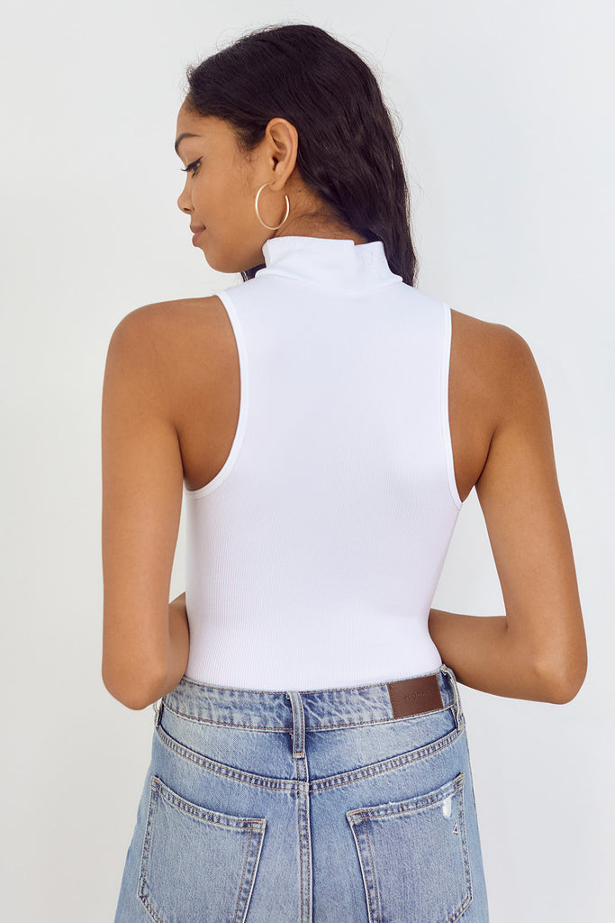 Natalie High Neck Ribbed Bodysuit - fab'rik