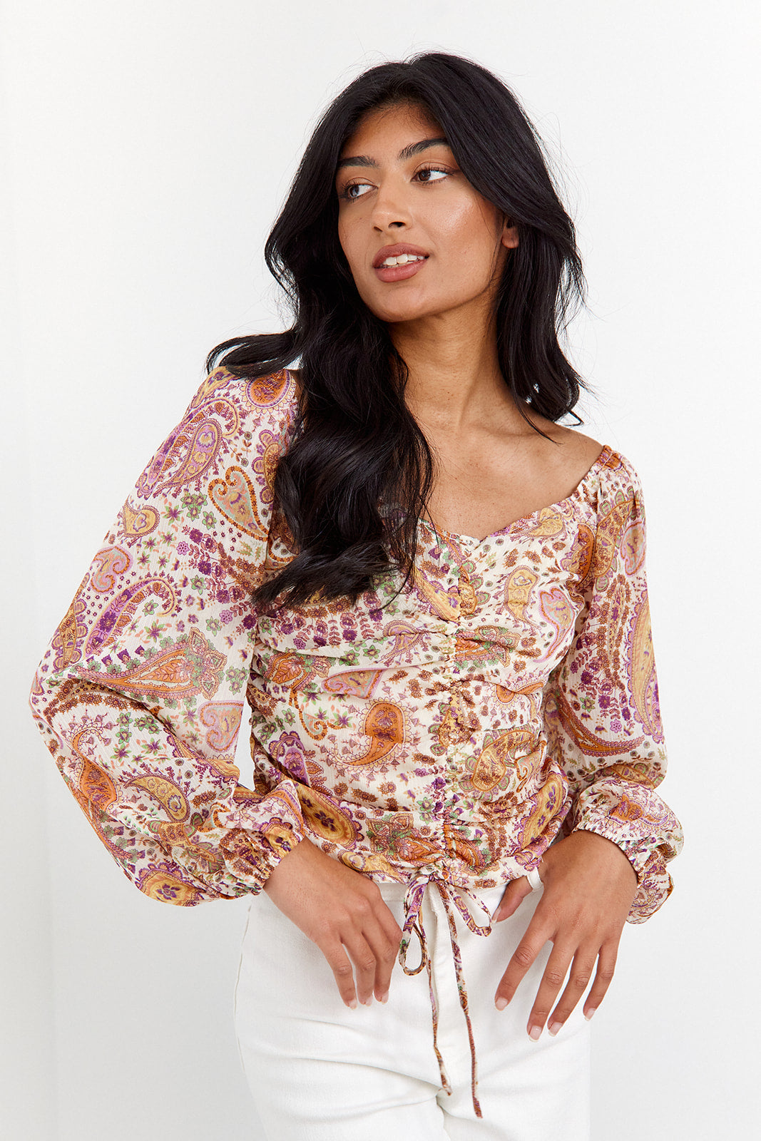 Elina Paisley Ruched Blouse - fab'rik