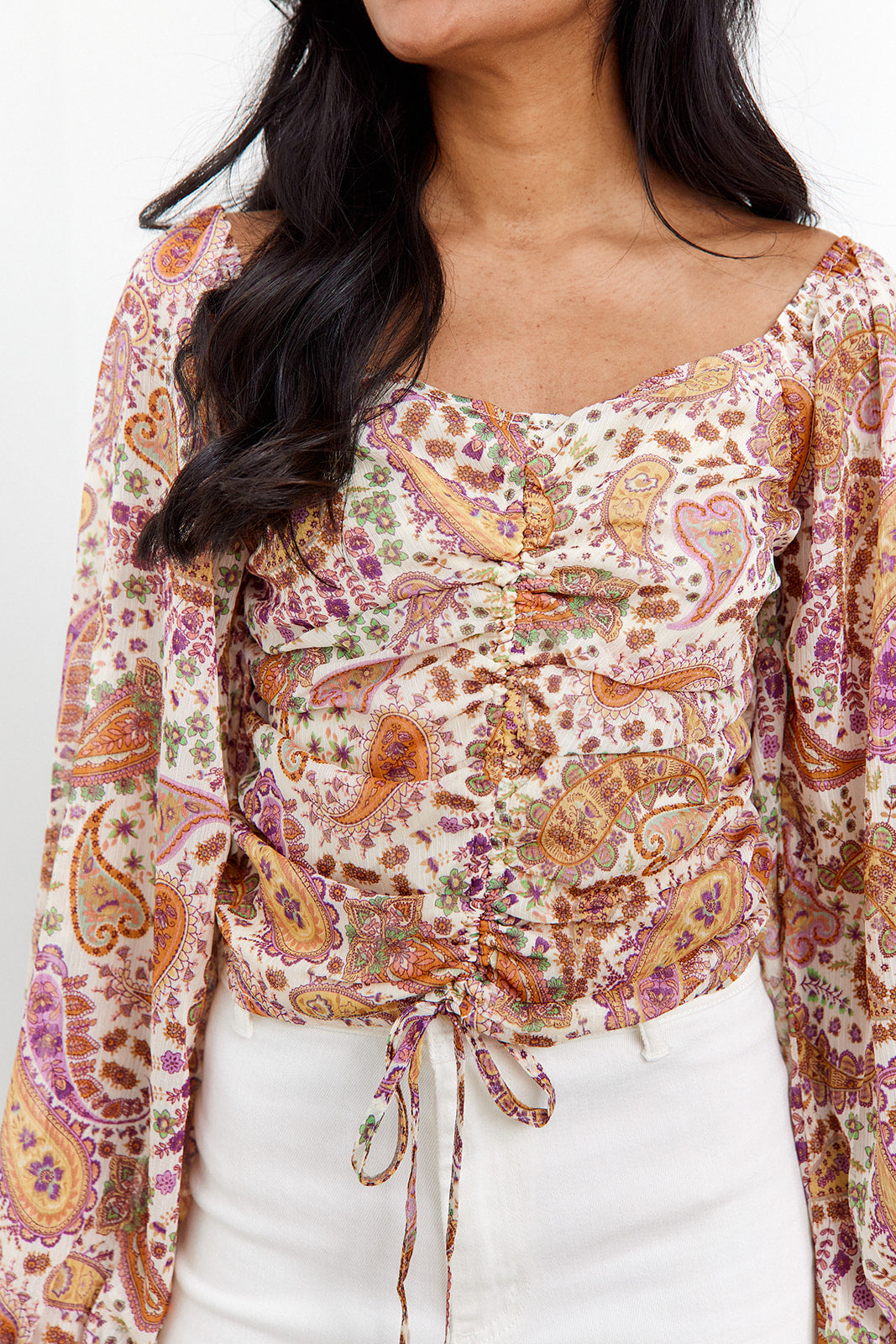 Elina Paisley Ruched Blouse - fab'rik