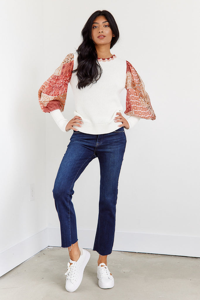 Harlyn Printed Puff Sleeve Sweater - fab'rik