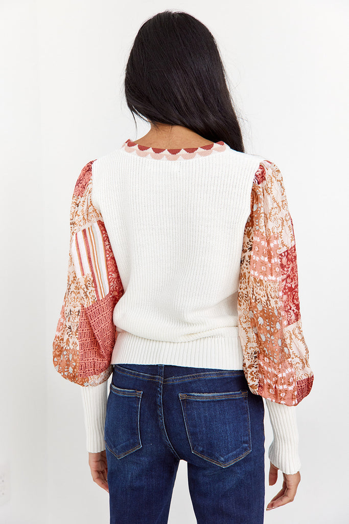 Harlyn Printed Puff Sleeve Sweater - fab'rik