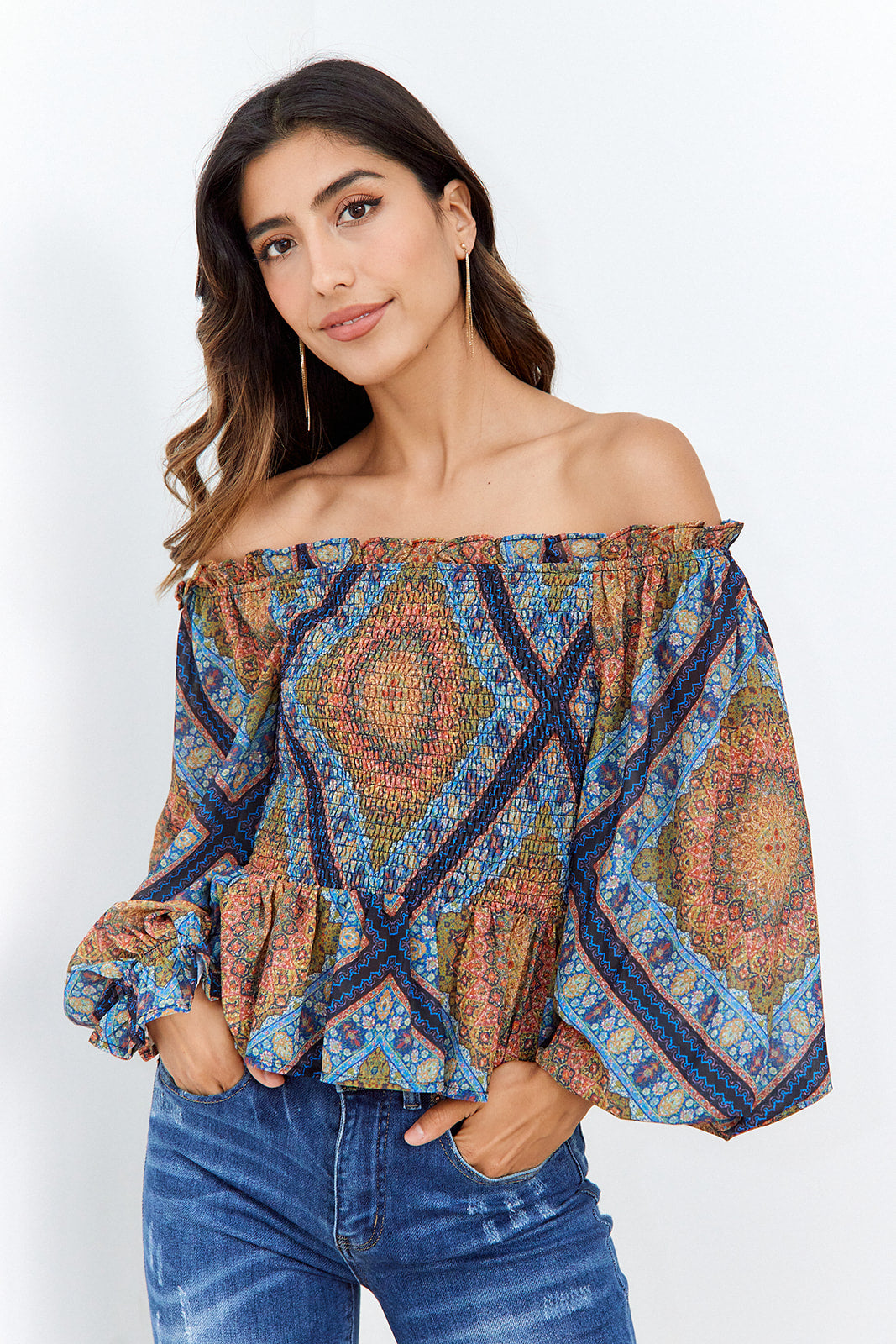 Orianna Off The Shoulder Smocked Top - fab'rik