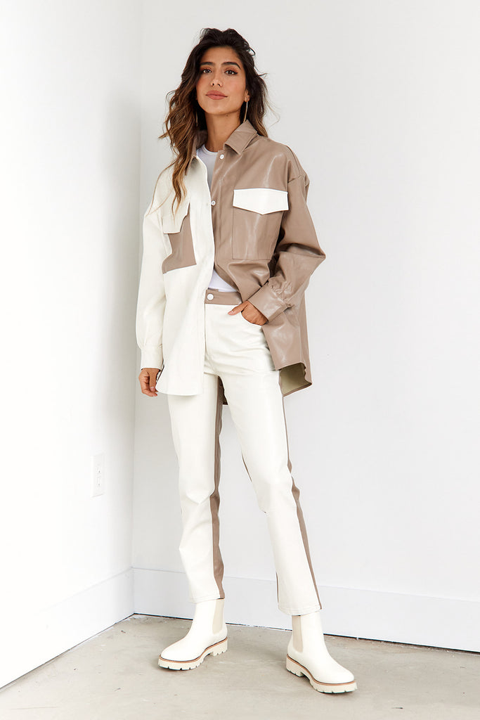 Katana Two Toned Leather Shacket - fab'rik