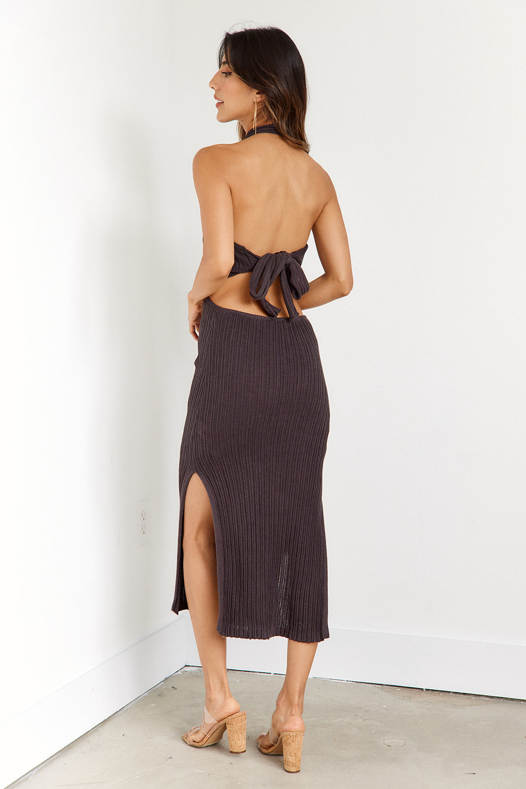 Aubrie Cut Out Knit Midi Dress - fab'rik