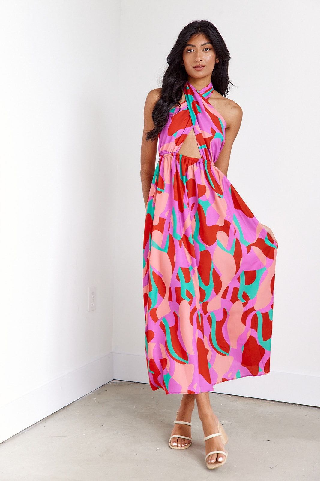 SALE- Lively Cut Out Halter Maxi Dress - fab'rik