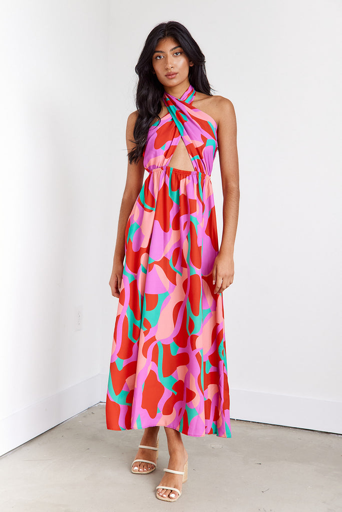SALE- Lively Cut Out Halter Maxi Dress - fab'rik