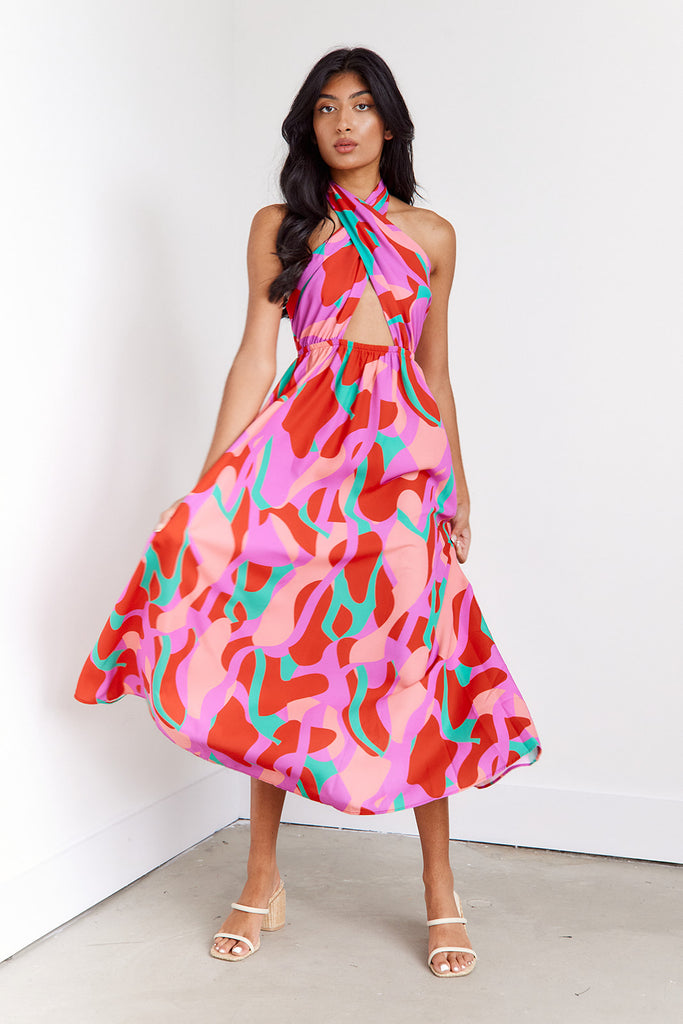 SALE- Lively Cut Out Halter Maxi Dress - fab'rik