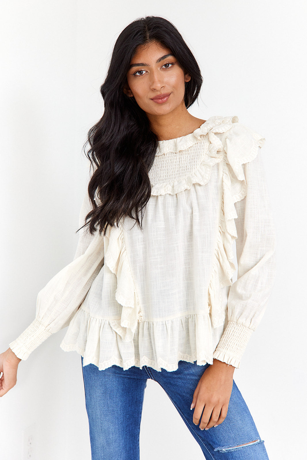 Bowie Ruffled Long Sleeve Top - fab'rik