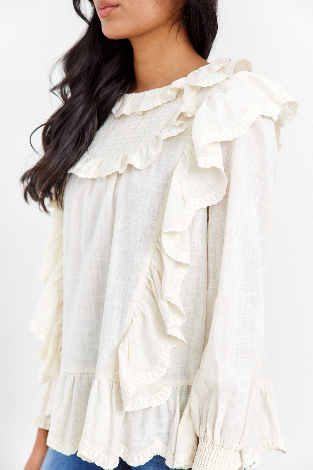 Bowie Ruffled Long Sleeve Top - fab'rik