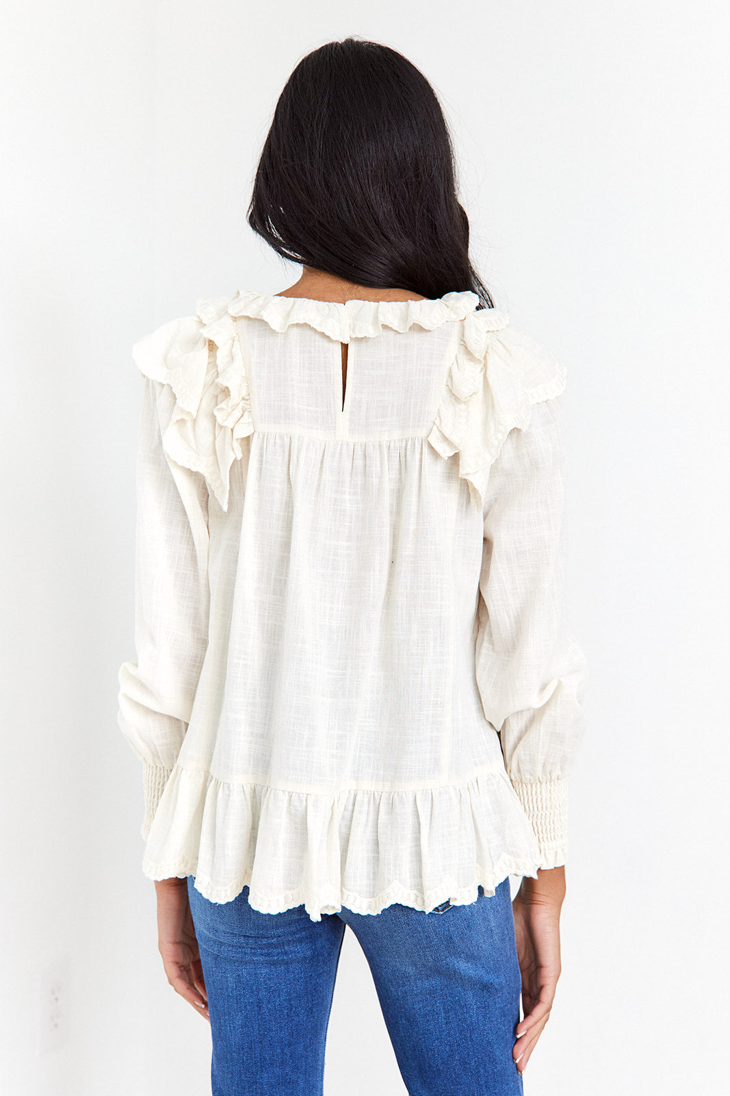Bowie Ruffled Long Sleeve Top - fab'rik