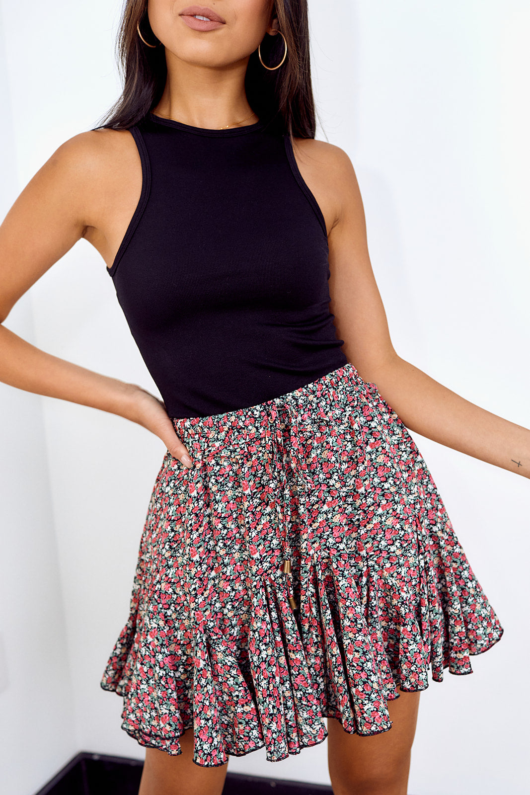 Cortez Floral Printed Mini Skirt - fab'rik