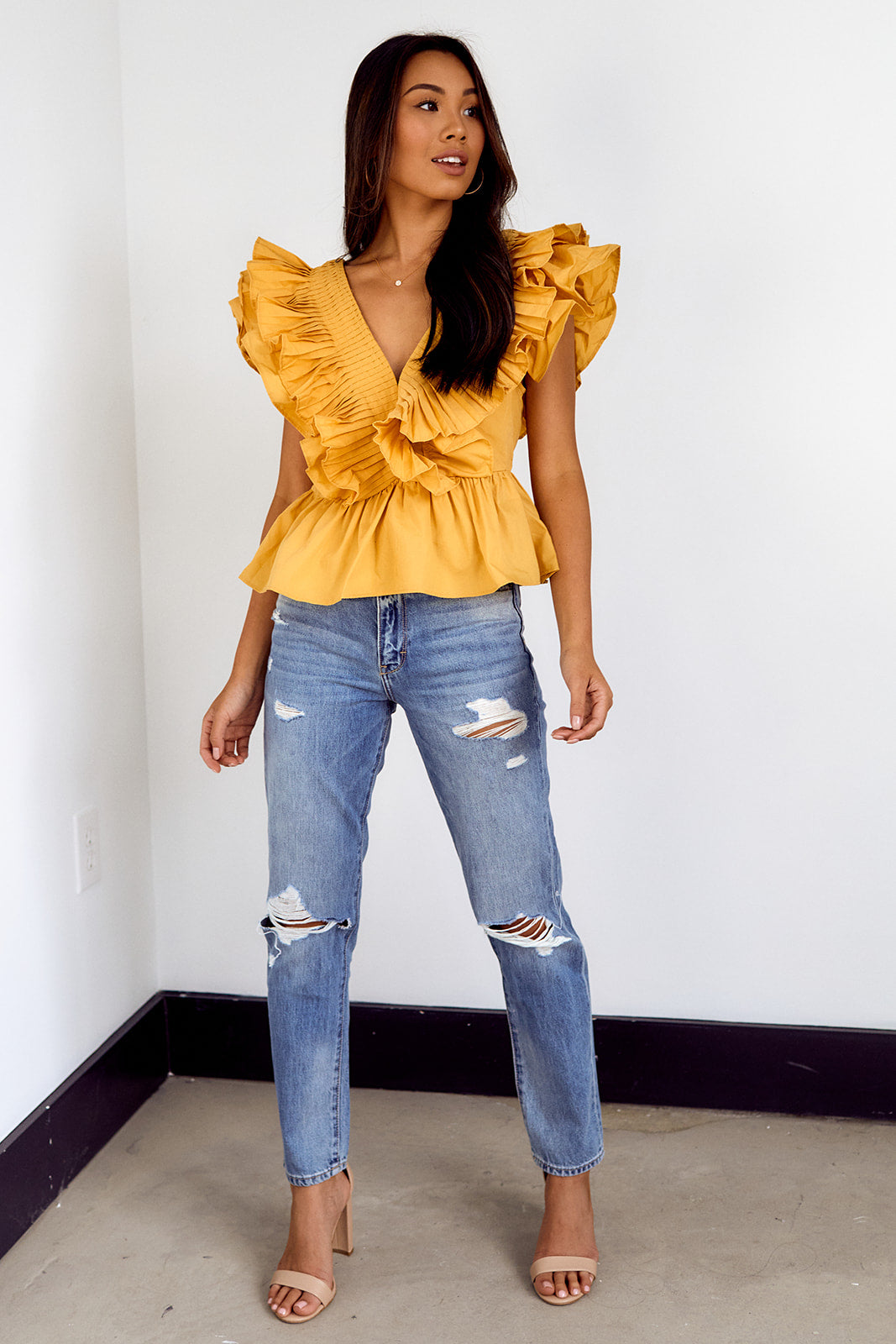 Ortega Ruffled Sleeve Peplum Blouse - fab'rik