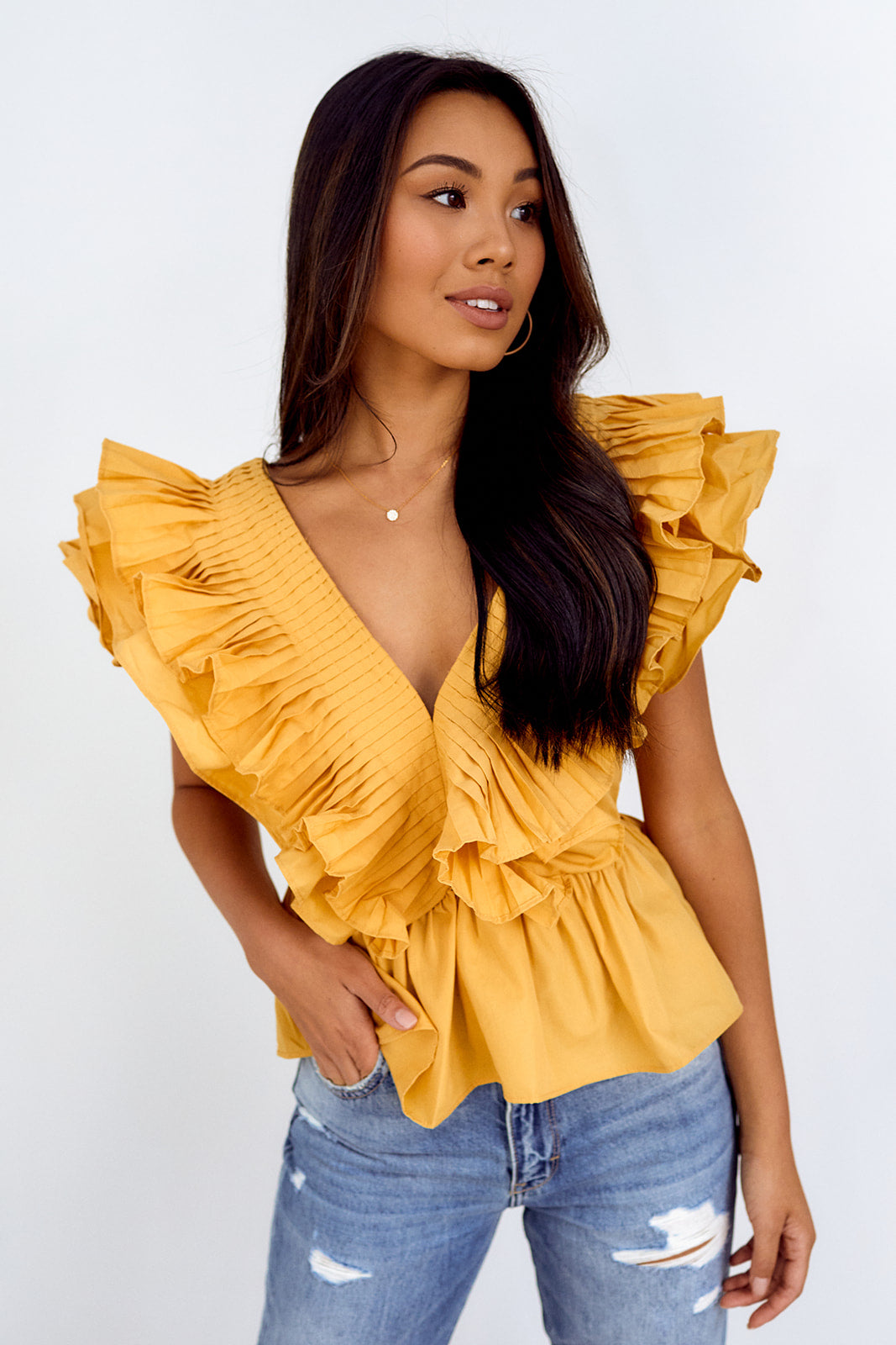 Ortega Ruffled Sleeve Peplum Blouse - fab'rik