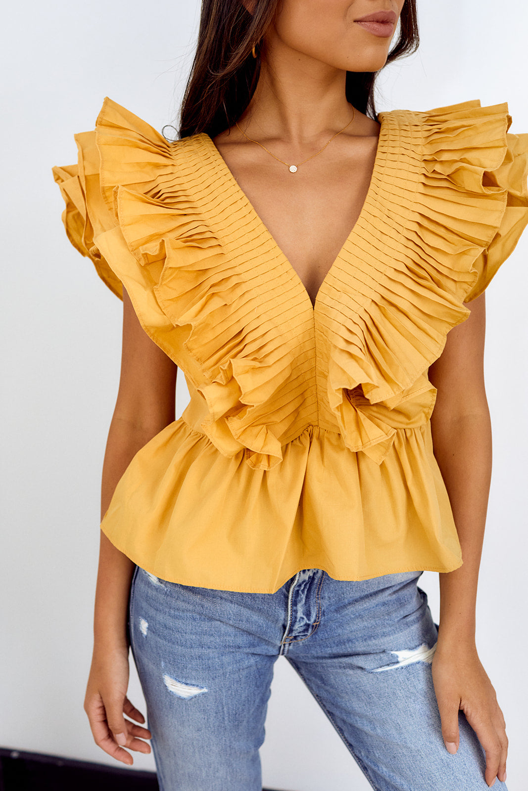 Ortega Ruffled Sleeve Peplum Blouse - fab'rik