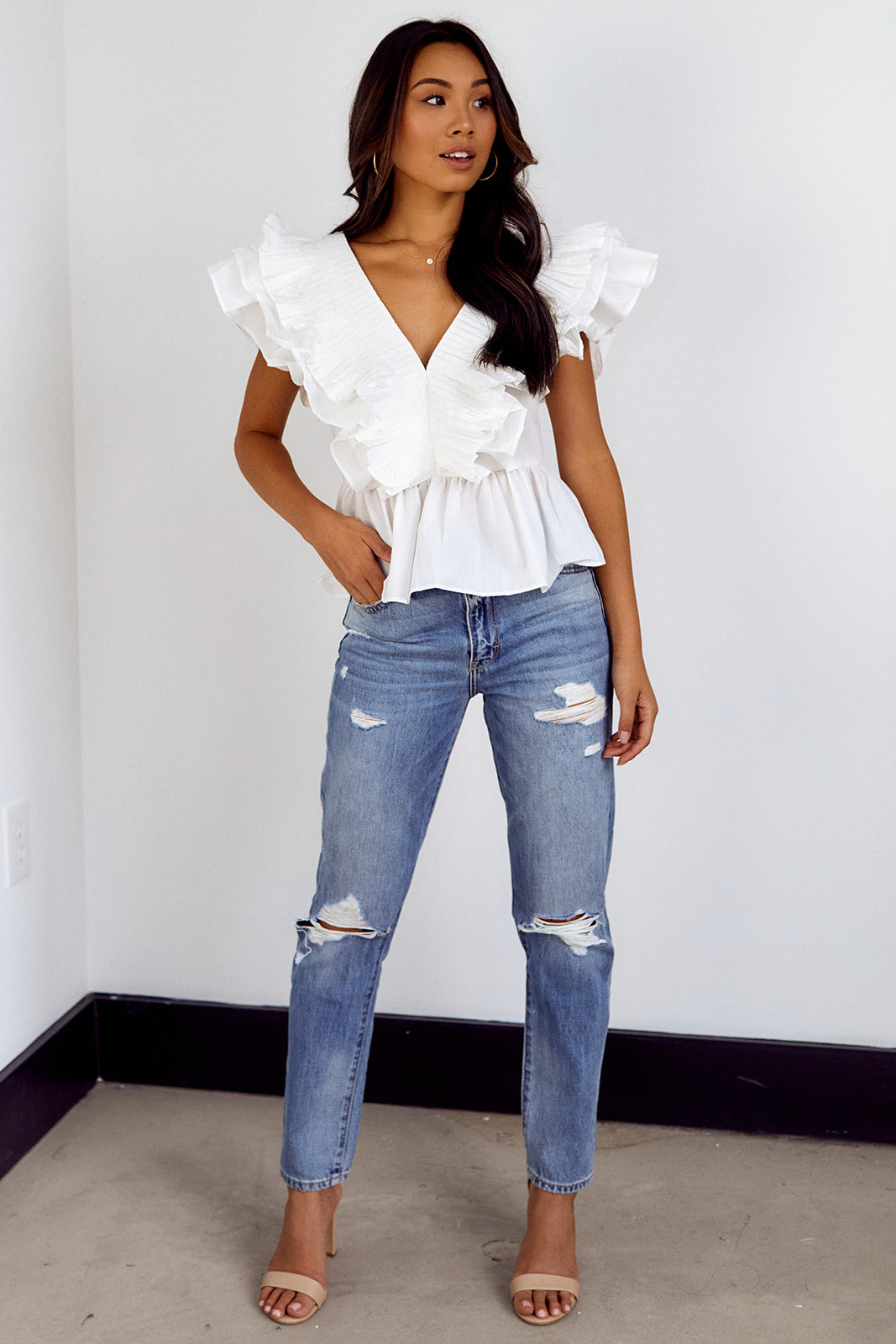 Ortega Ruffled Sleeve Peplum Blouse - fab'rik