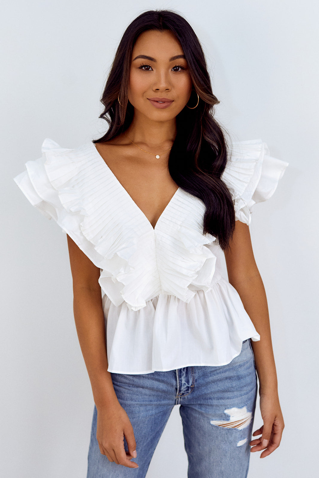 Ortega Ruffled Sleeve Peplum Blouse - fab'rik