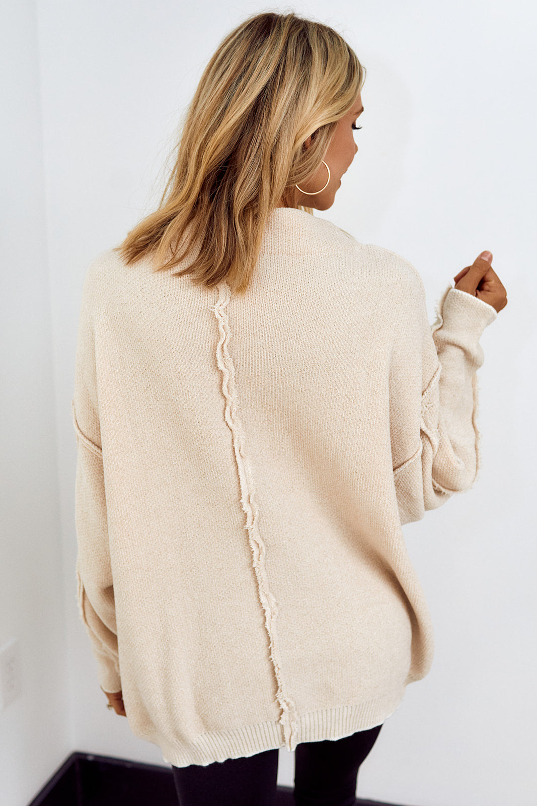 SALE - Delarosa Mock Neck Raw Seam Sweater - fab'rik