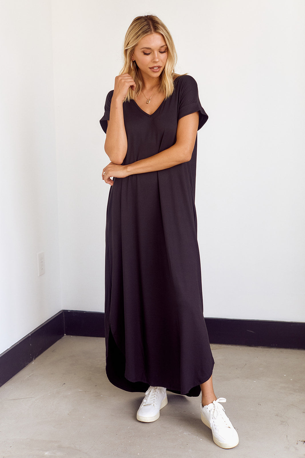 SALE - Rowes Short Sleeve Knit Midi Dress - fab'rik