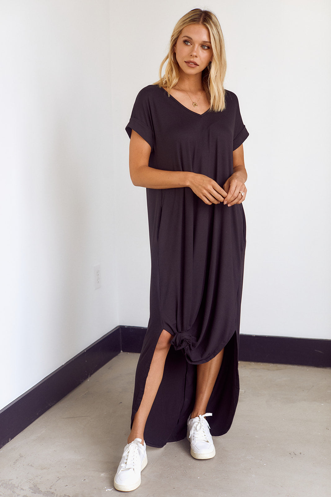 SALE - Rowes Short Sleeve Knit Midi Dress - fab'rik