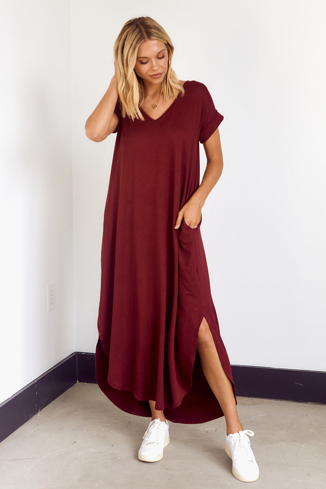 SALE - Rowes Short Sleeve Knit Midi Dress - fab'rik