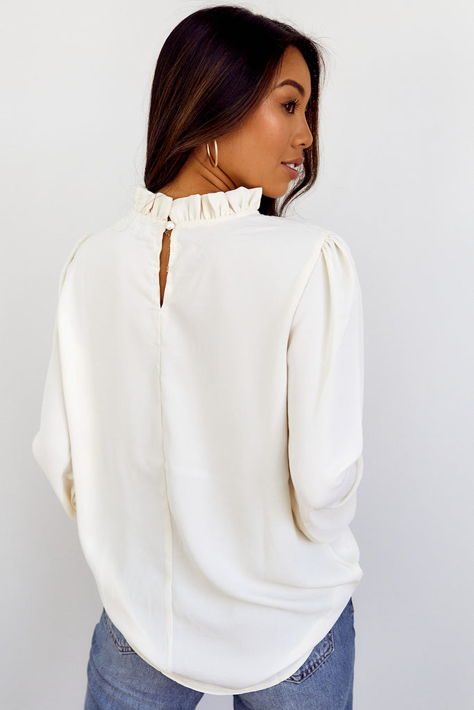 SALE - Casta Ruffled Neckline Long Sleeve Blouse - fab'rik