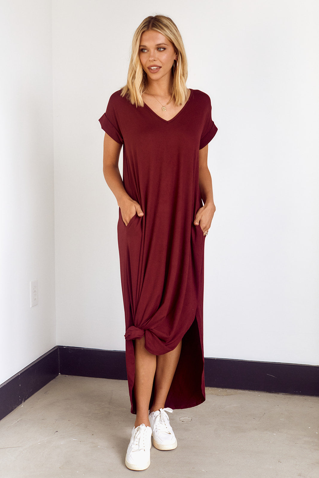 SALE - Rowes Short Sleeve Knit Midi Dress - fab'rik