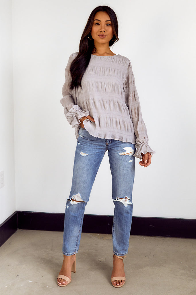 Vallie Ruched Detail Long Sleeve Blouse - fab'rik