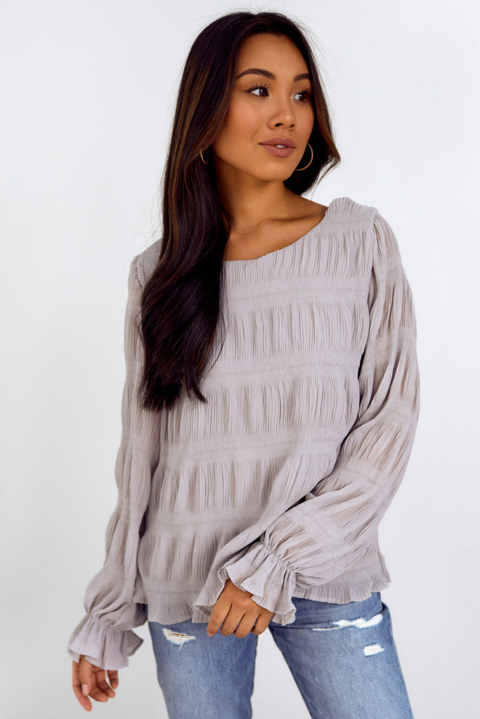 Vallie Ruched Detail Long Sleeve Blouse - fab'rik