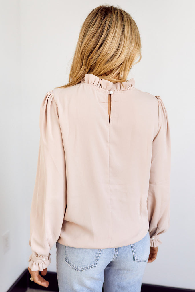 SALE - Casta Ruffled Neckline Long Sleeve Blouse - fab'rik