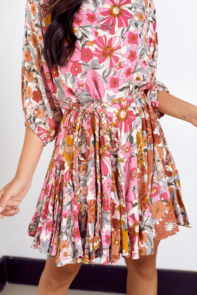Stasia Floral Belted Dress - fab'rik