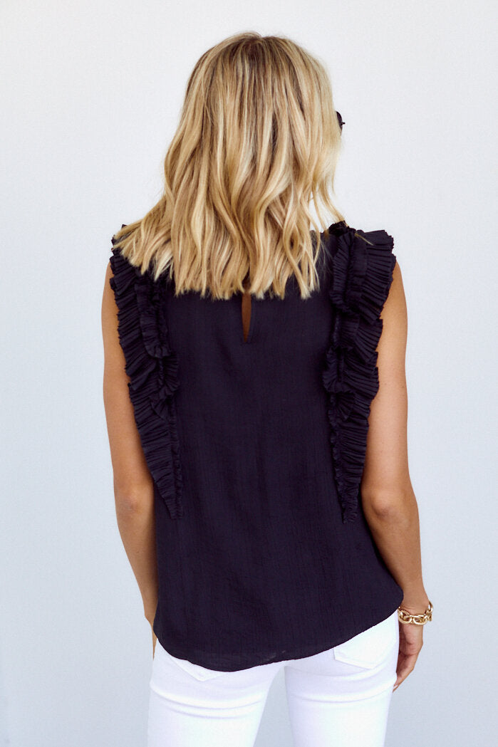 SALE - Dakota Ruffle Detail Sleeveless Blouse - fab'rik