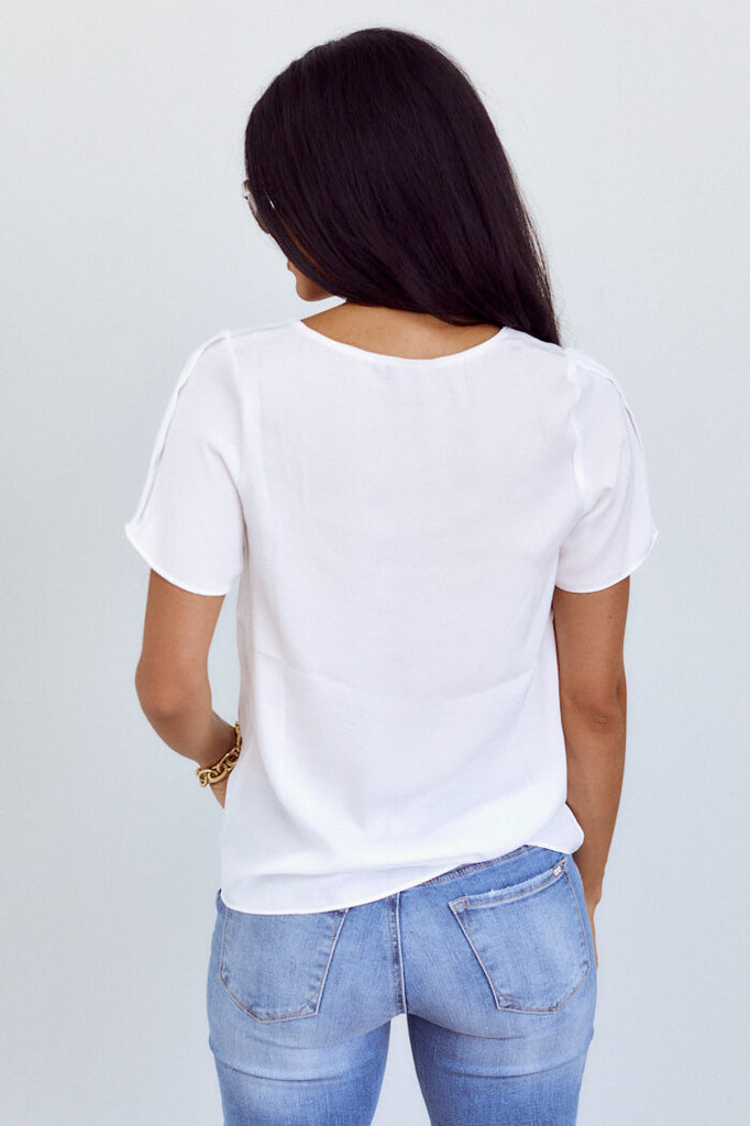 Dawn Short Sleeve V Neck Blouse - fab'rik