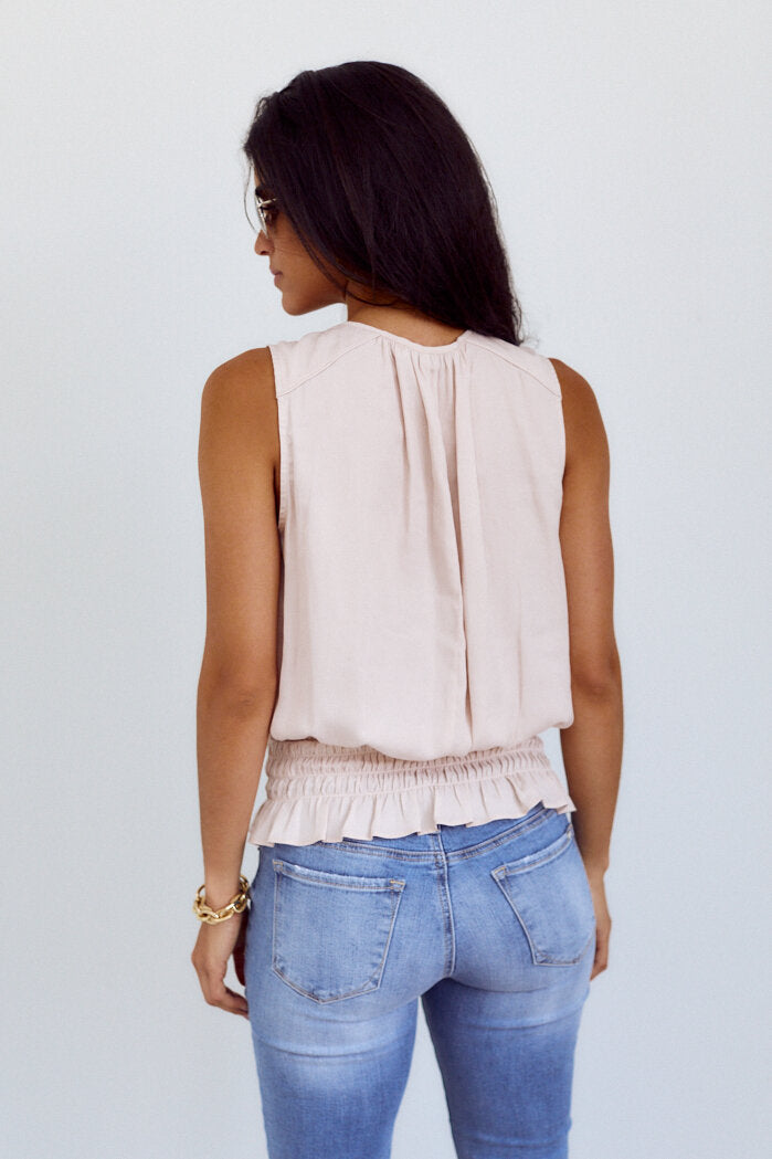 SALE - Callan Smocked Sleeveless Blouse - fab'rik