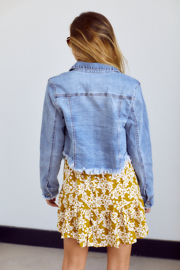 Cove Distressed Hem Denim Jacket - fab'rik