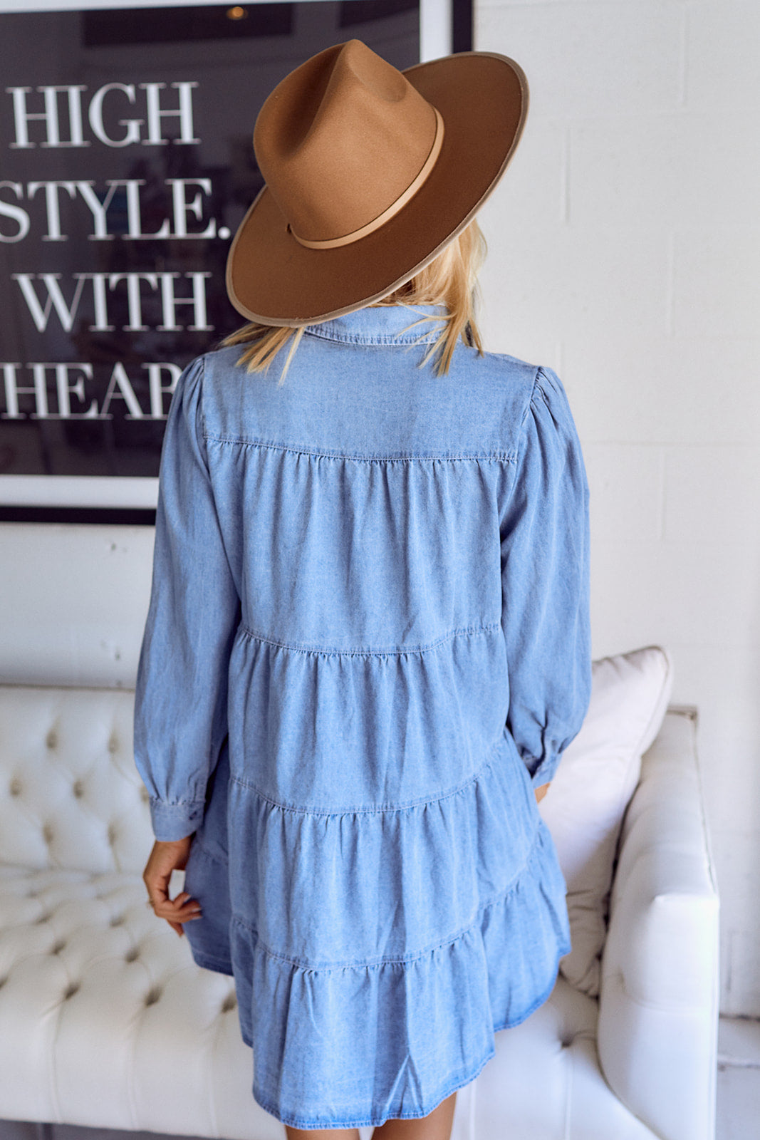 Mirren Tiered Babydoll Denim Mini Dress - fab'rik