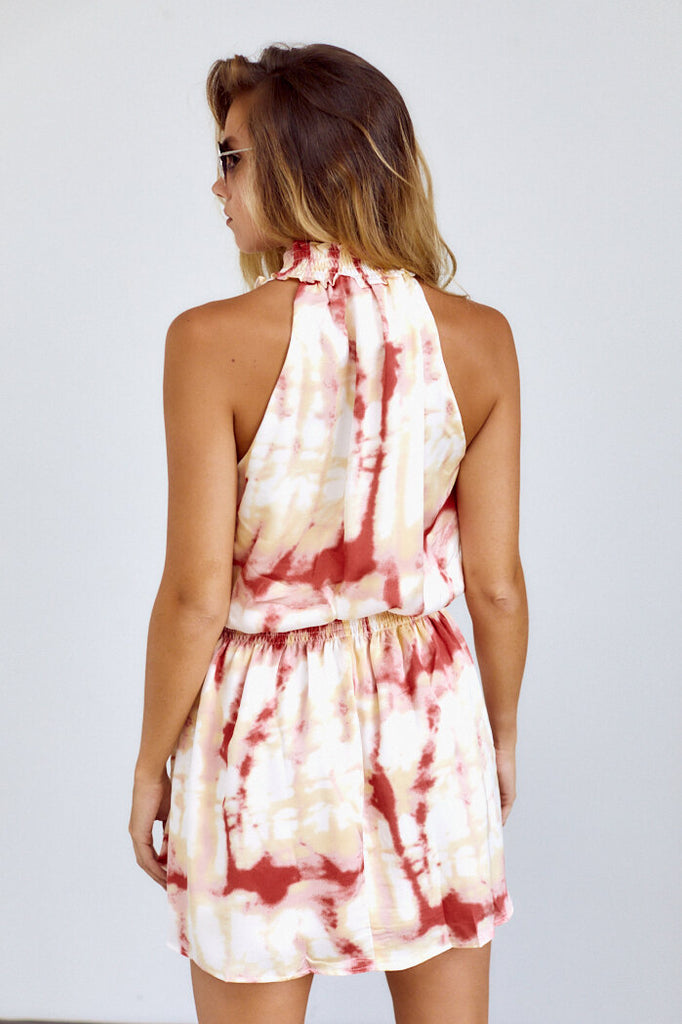 SALE - Delray Smocked Detail Tie Dye Mini Dress - fab'rik