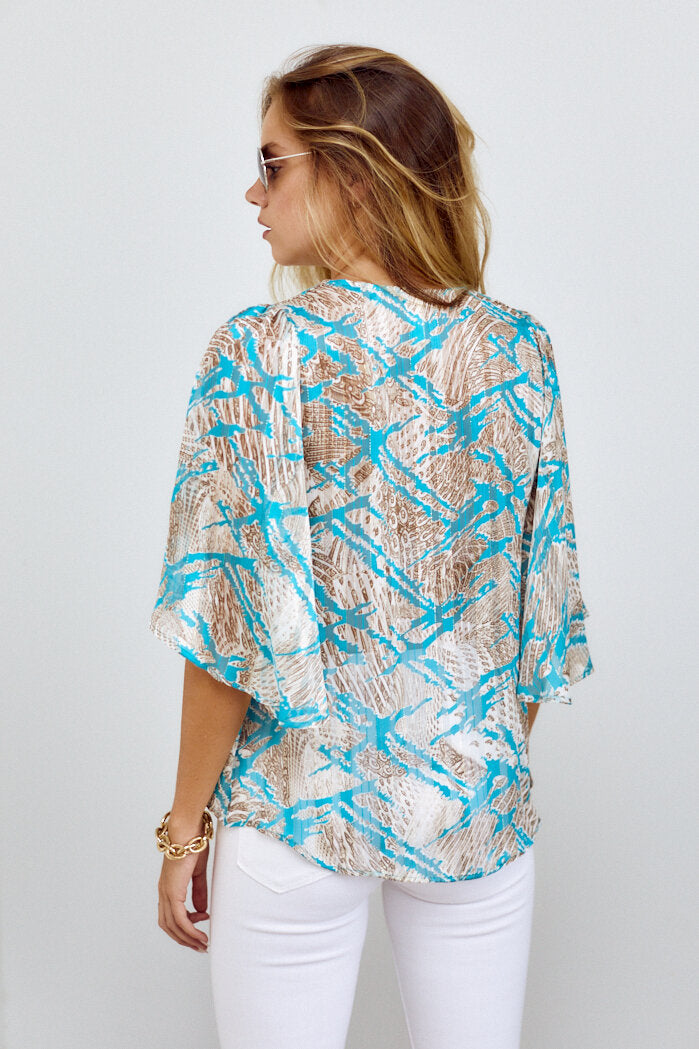 SALE - Darla Printed Short Sleeve Blouse - fab'rik