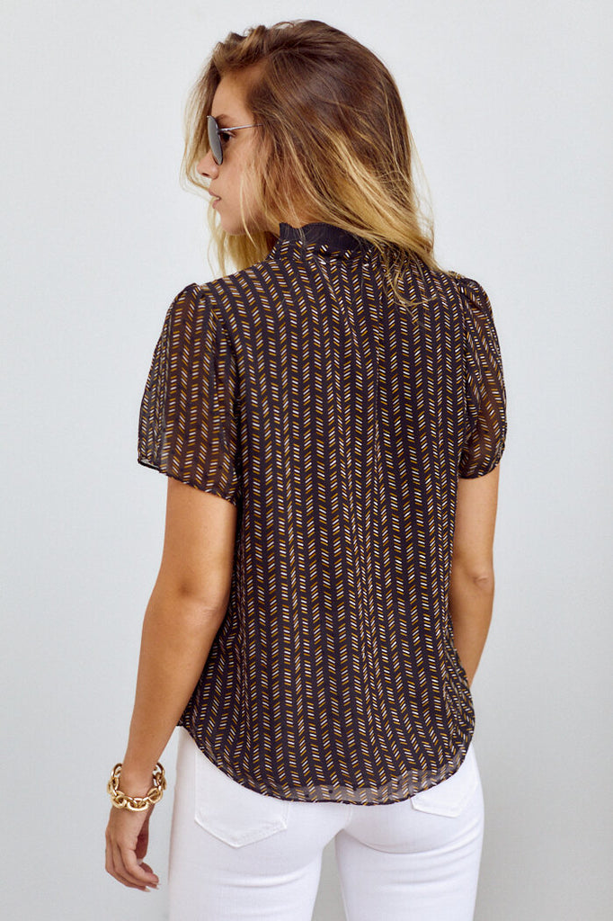 Elliiana Printed Short Sleeve Blouse - fab'rik