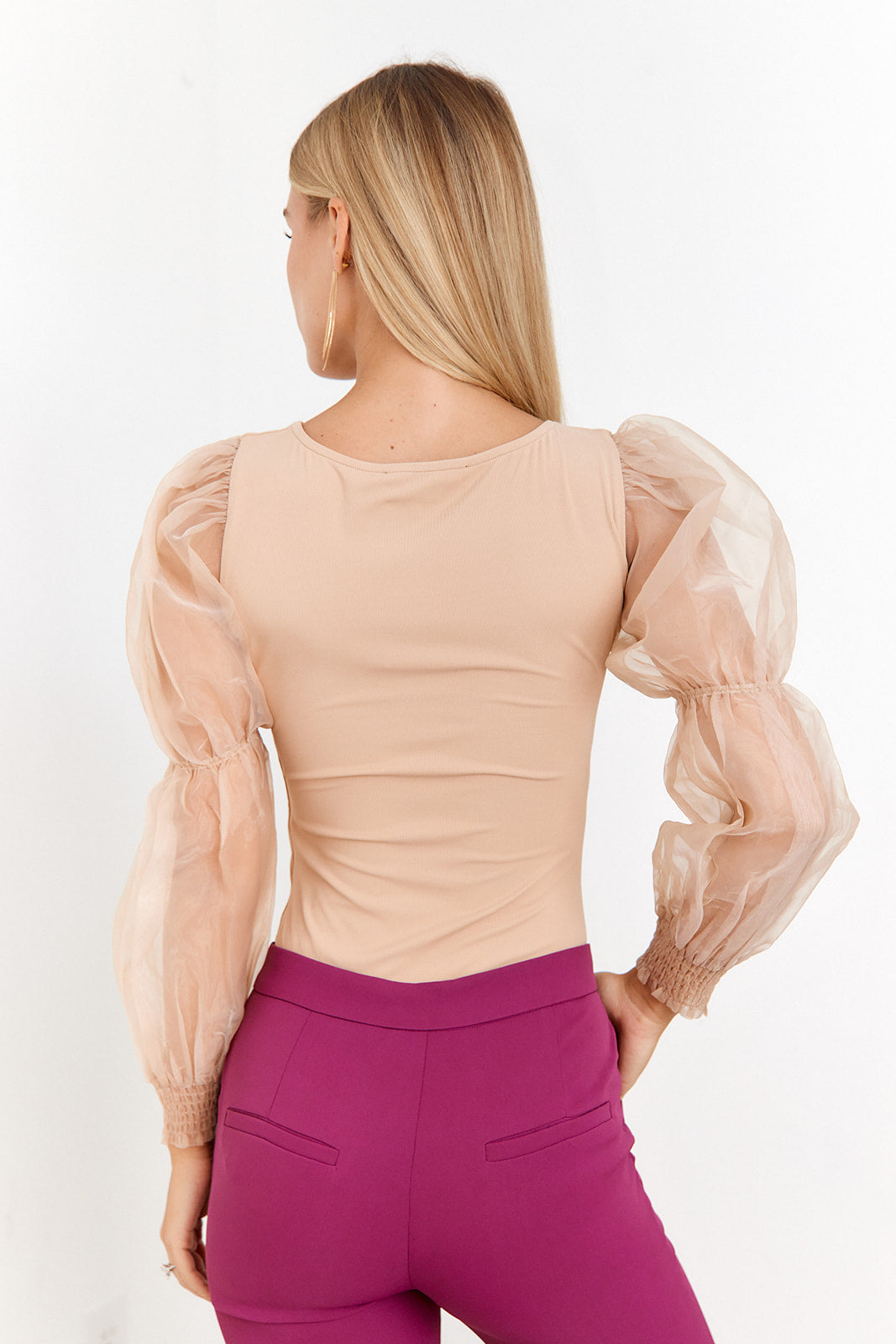 Leah Sheer Puff Sleeve Bodysuit - fab'rik