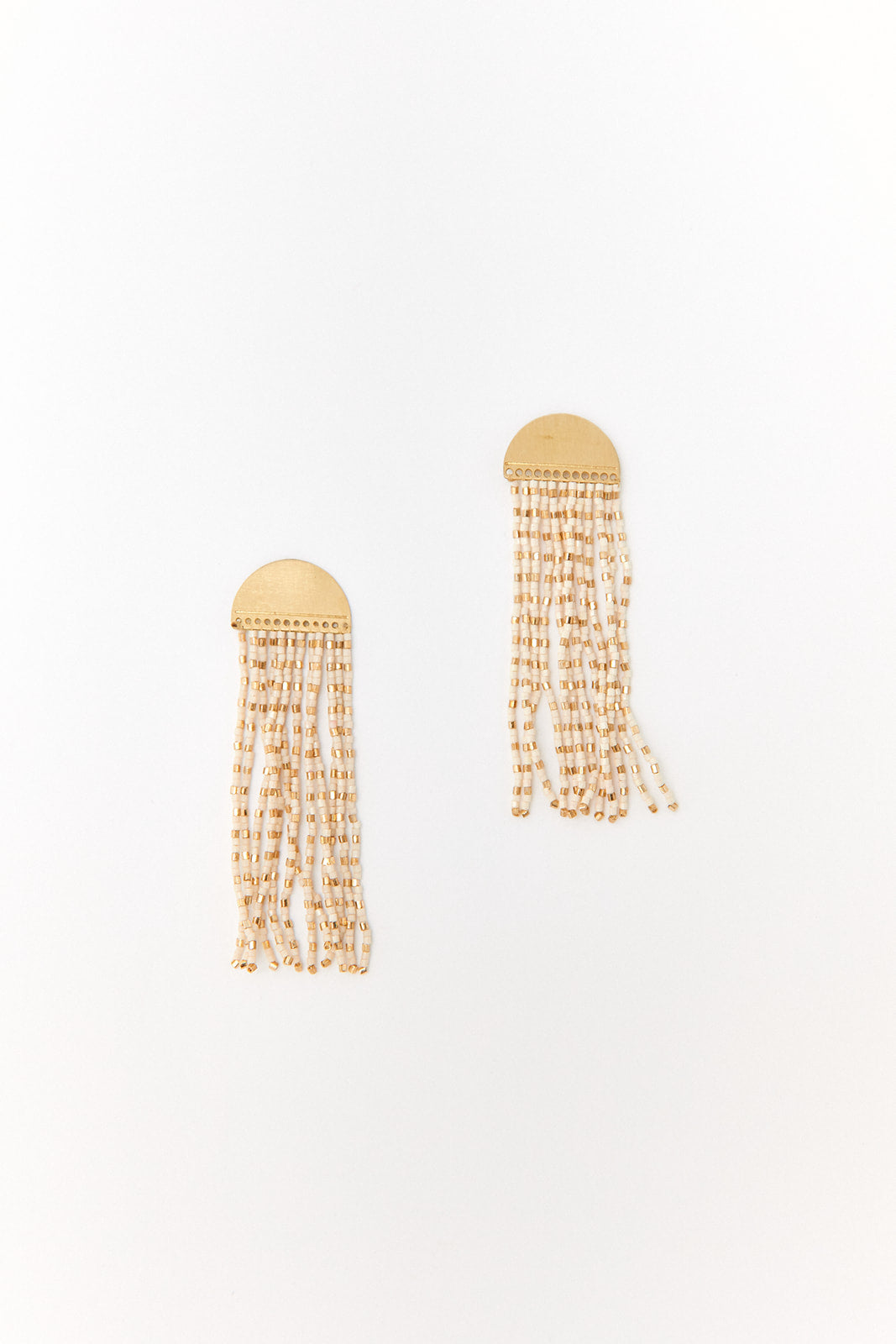 Ink + Alloy Brass Half Circle Beaded Earrings - fab'rik