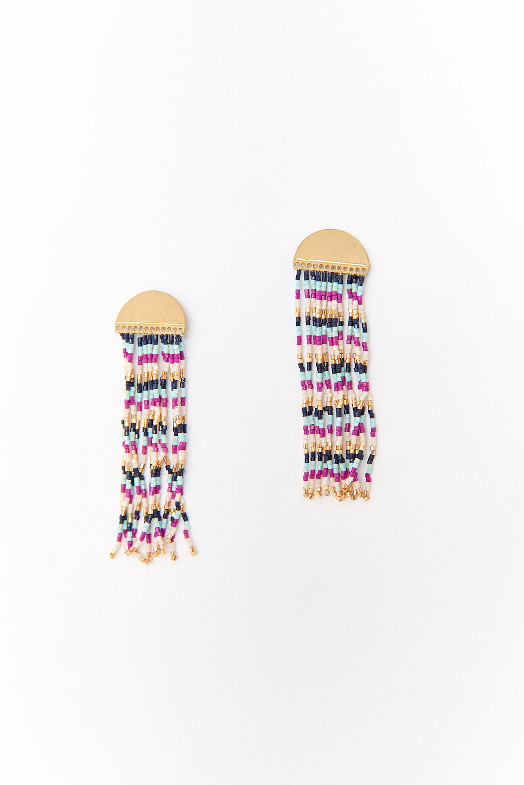 Ink + Alloy Brass Half Circle Beaded Earrings - fab'rik