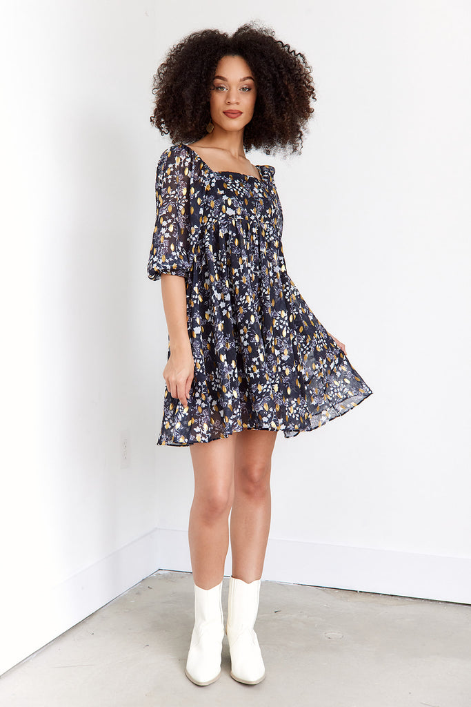 Betty Printed Babydoll Dress - fab'rik