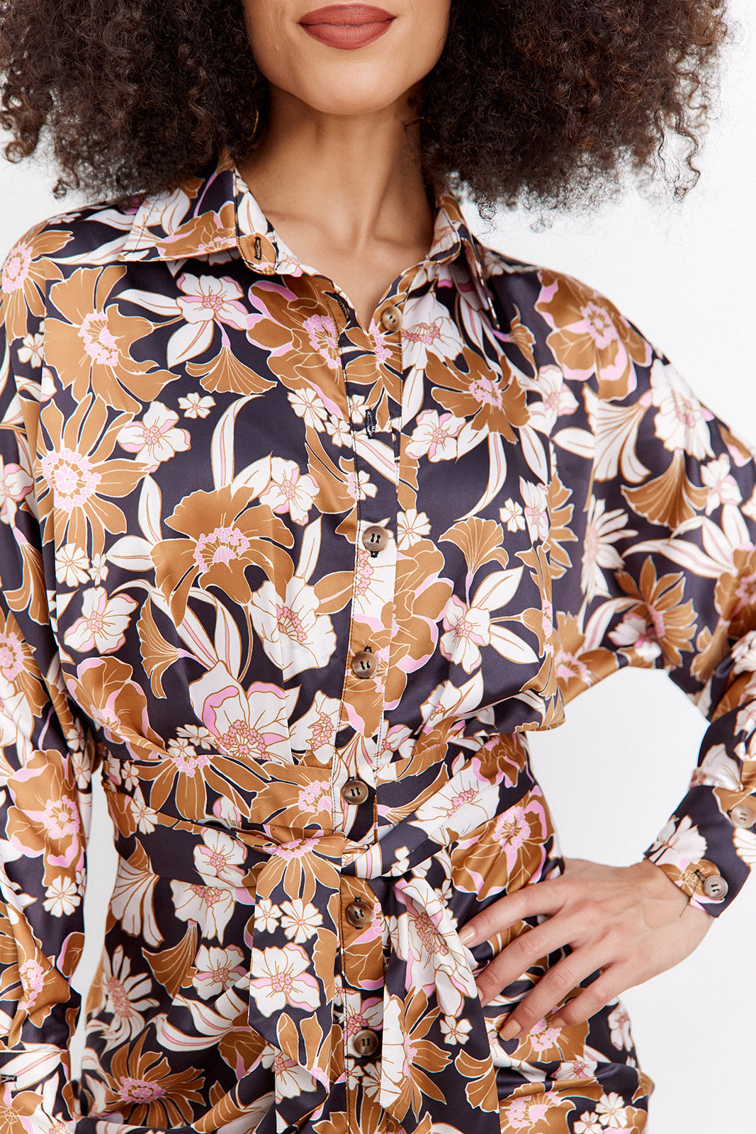 Raquel Floral Tie Front Midi Dress - fab'rik
