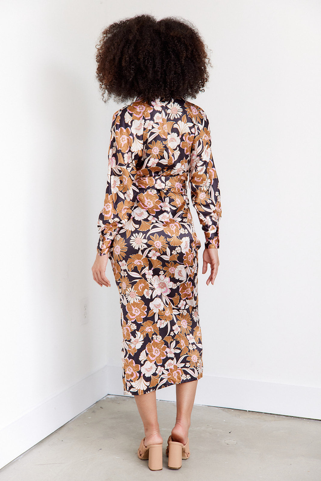 Raquel Floral Tie Front Midi Dress - fab'rik