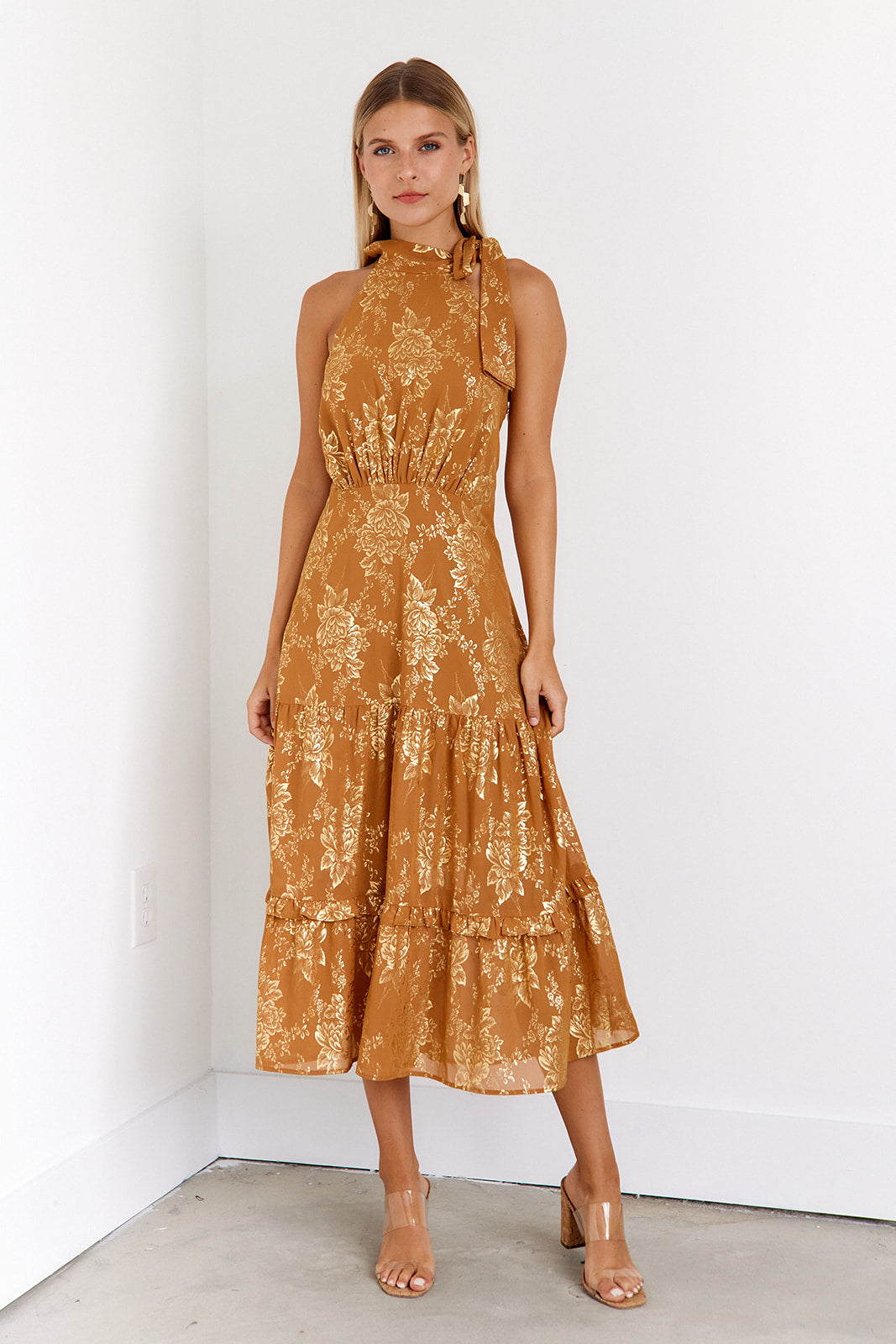 Amanda Tie Neck Maxi Dress - fab'rik
